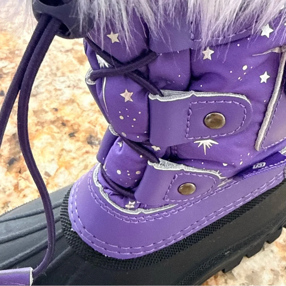 Cat & Jack Girls Winter Boots Size 10 Purple Faux Fur – Like New